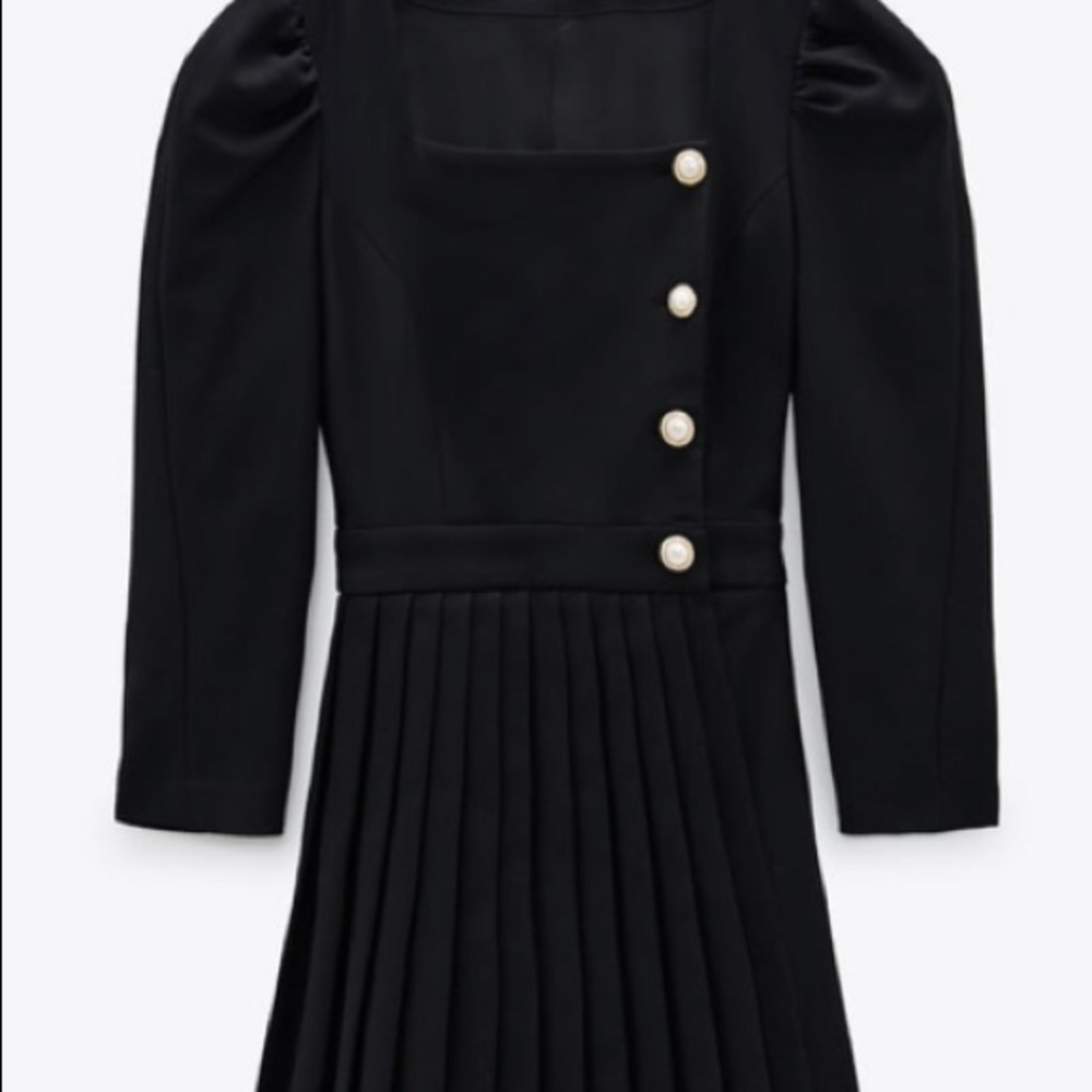 Zara box pleated button dress